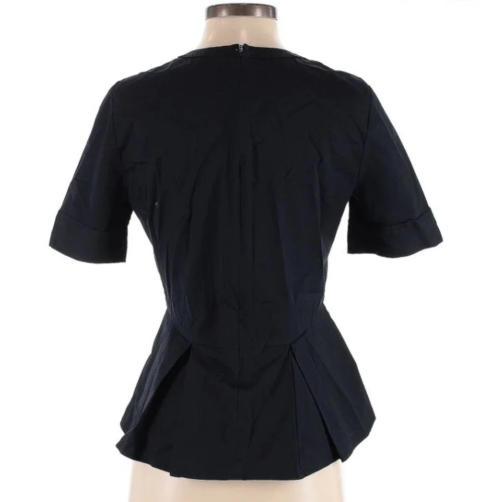 Veronica Beard Jeans Black Puff Sleeve Cotton Top sz 4 - Picture 4 of 4